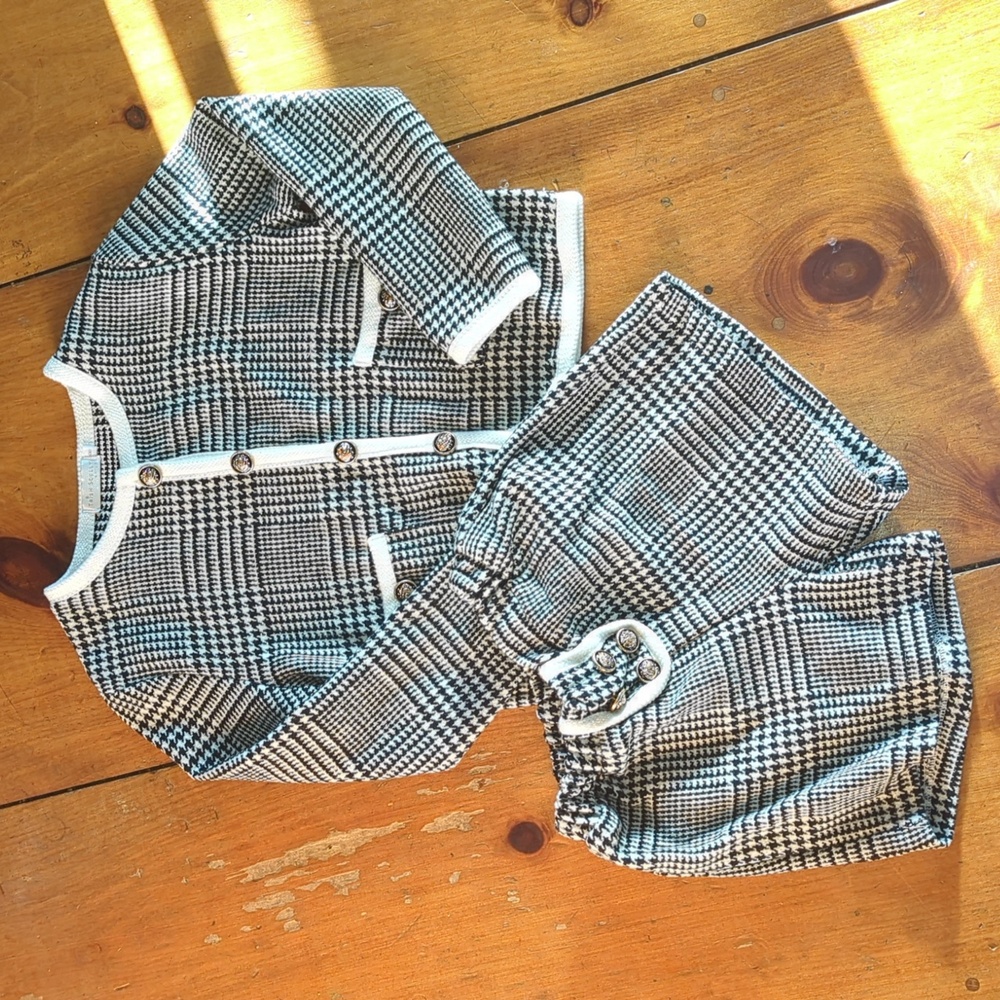 Classic Tweed Houndstooth Sweater Shorts Set